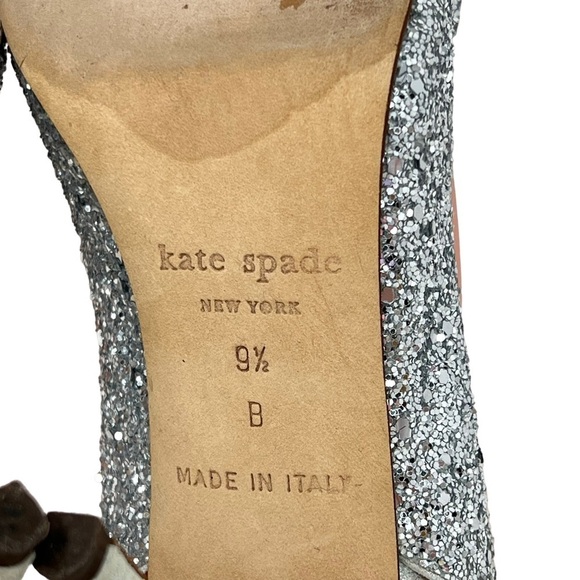 Kate Spade Krysta Silver Sequin Glitter Open Toe Slingback Stiletto Heels 9.5B - Picture 9 of 12